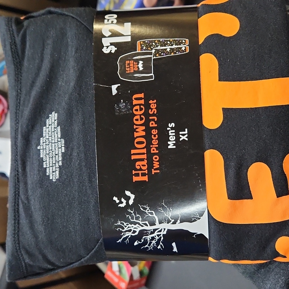 Men's Halloween Two Piece PJ Set - Charcoal and Orange